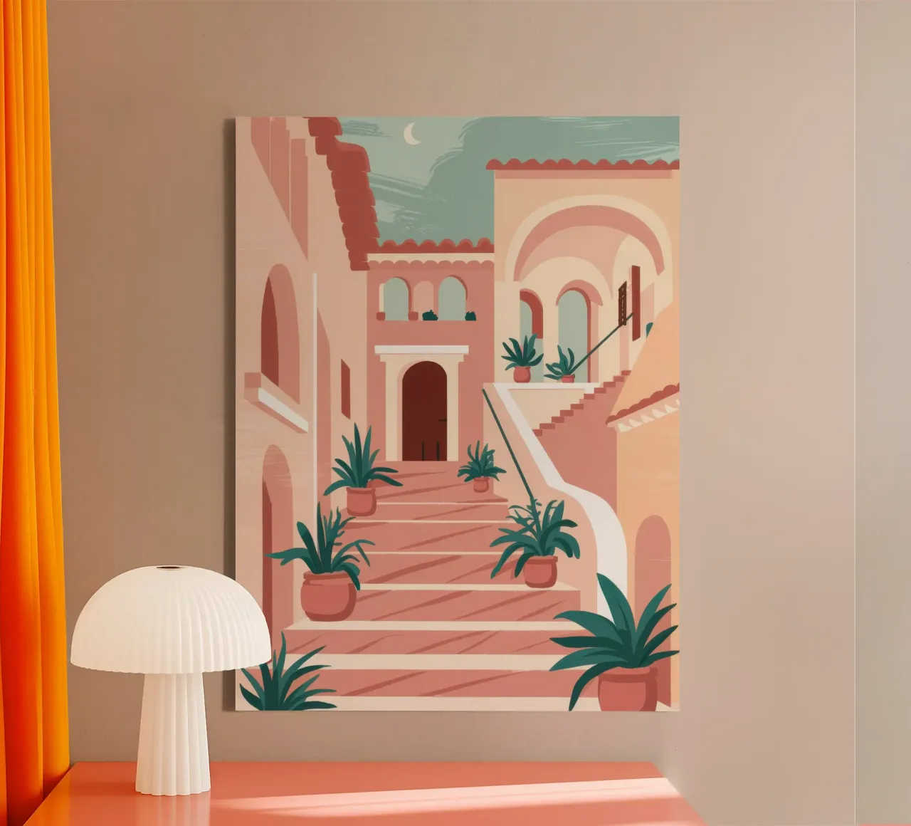Scala in terracotta Sole tela con Cornice a cassetta da Wish Studio