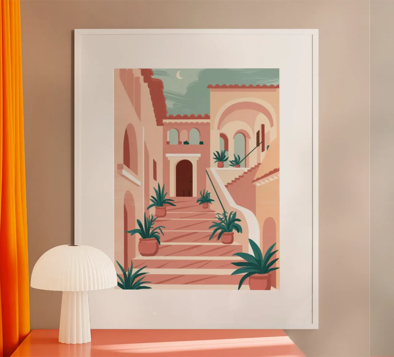 Scala in terracotta Sole poster con telaio in alluminio da Wish Studio