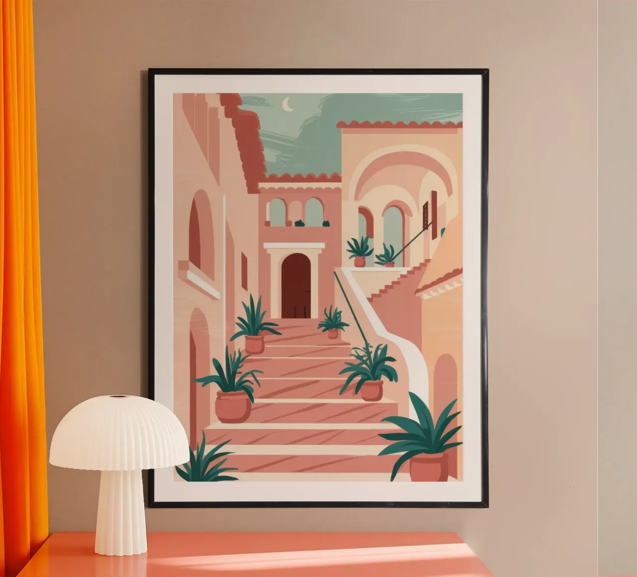 Scala in terracotta Sole poster con telaio in alluminio da Wish Studio