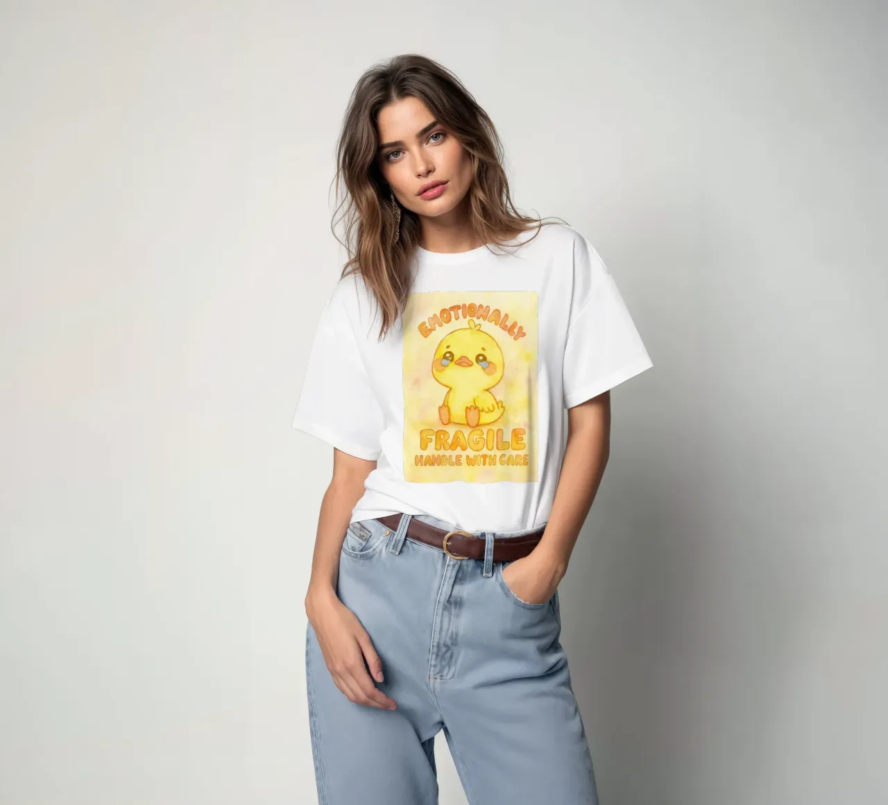 emotivamente fragile maneggiare con cura divertente anatra triste t-shirt da cepeducks