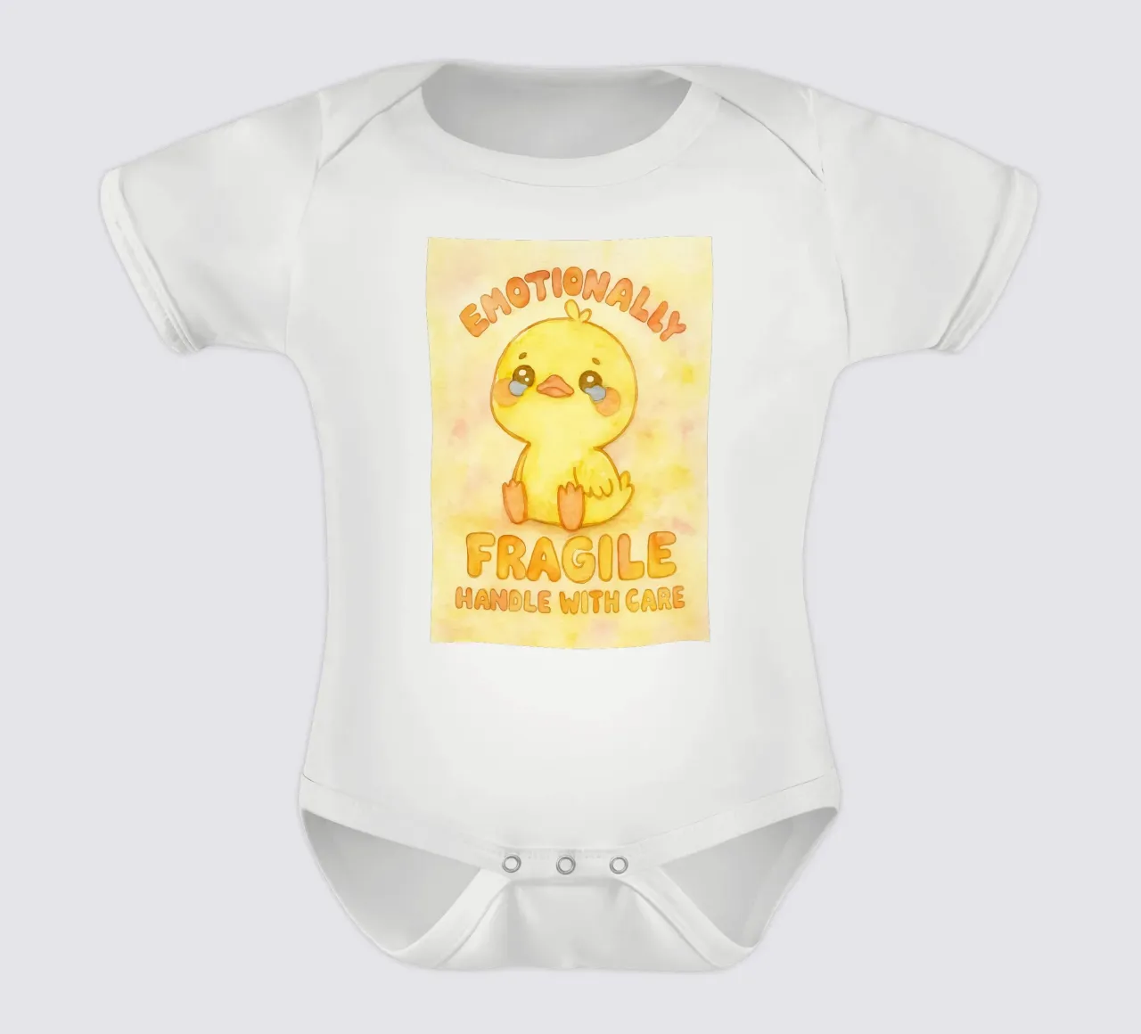 emotionally fragile handle with care funny sad duck short-sleeve baby romper by cepeducks