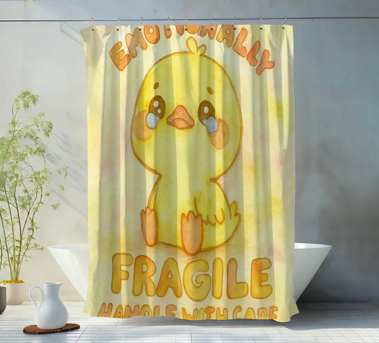emotivamente fragile maneggiare con cura divertente anatra triste tenda da doccia da cepeducks