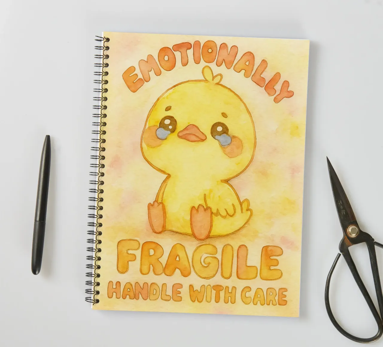 emotionally fragile handle with care funny sad duck spiral notebook by cepeducks