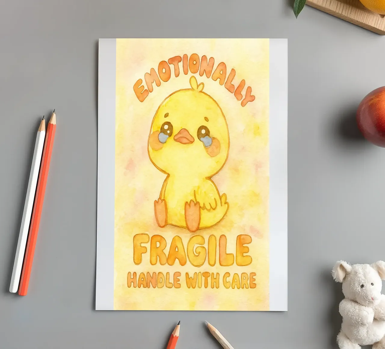 émotionnellement fragile à manipuler avec précaution drôle triste canard planche autocollant de cepeducks