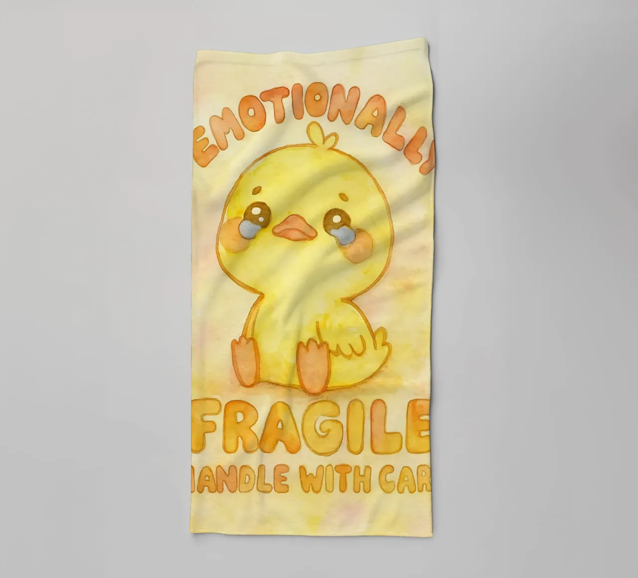 emotionally fragile handle with care funny sad duck towel by cepeducks