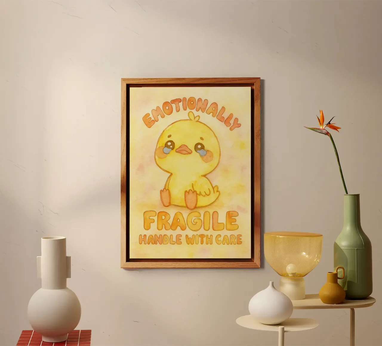 emotivamente fragile maneggiare con cura divertente anatra triste alluminio dibond da cepeducks