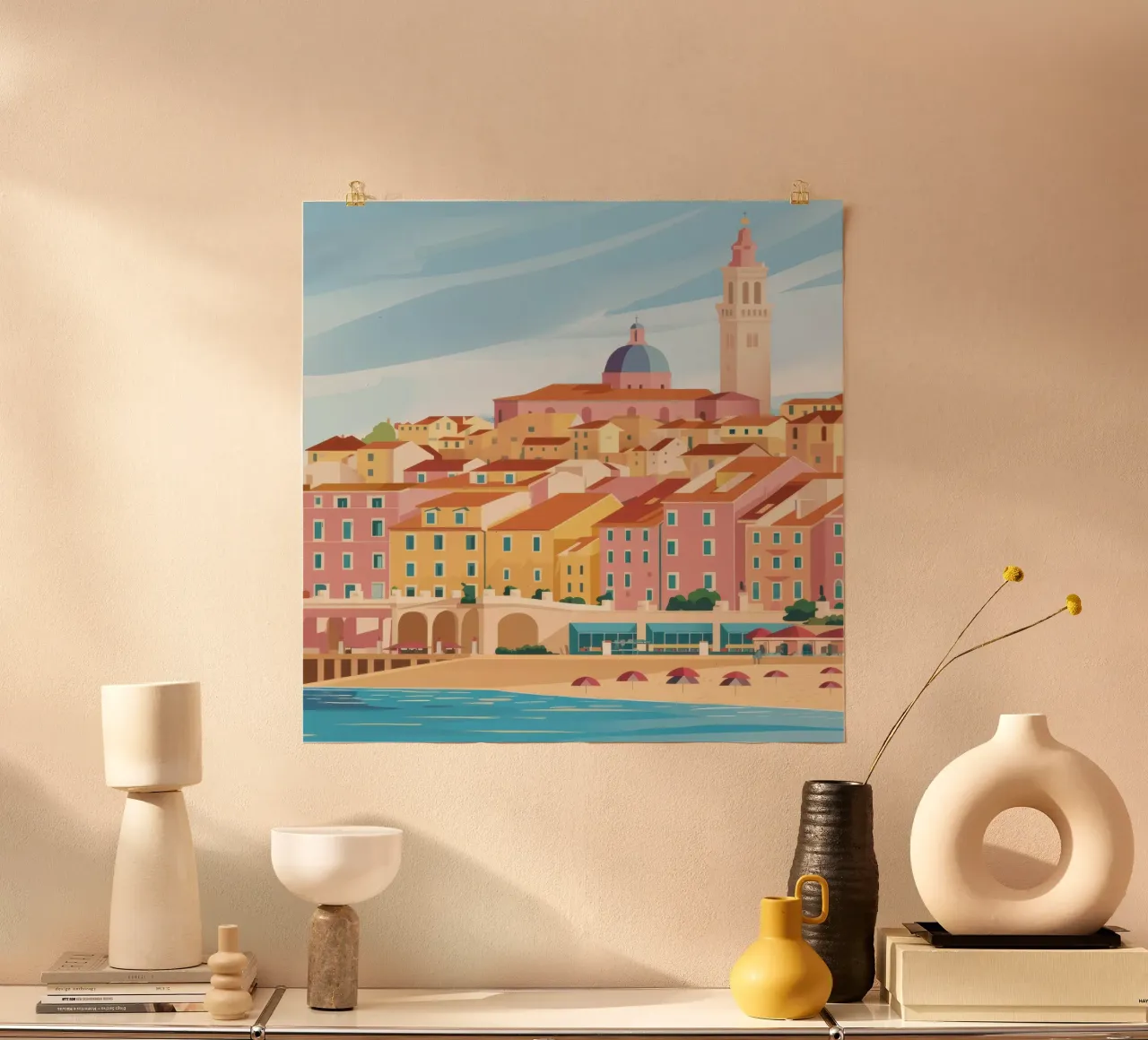 Città di mare baciata dal sole poster da Echo Saber