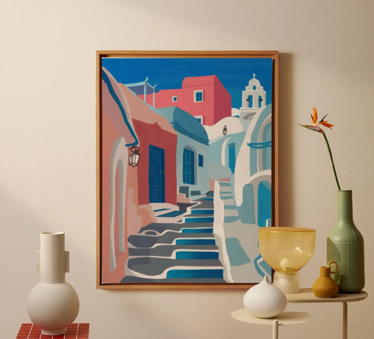Santorini Blue Passage canvas with Floater frame by Wish Studio