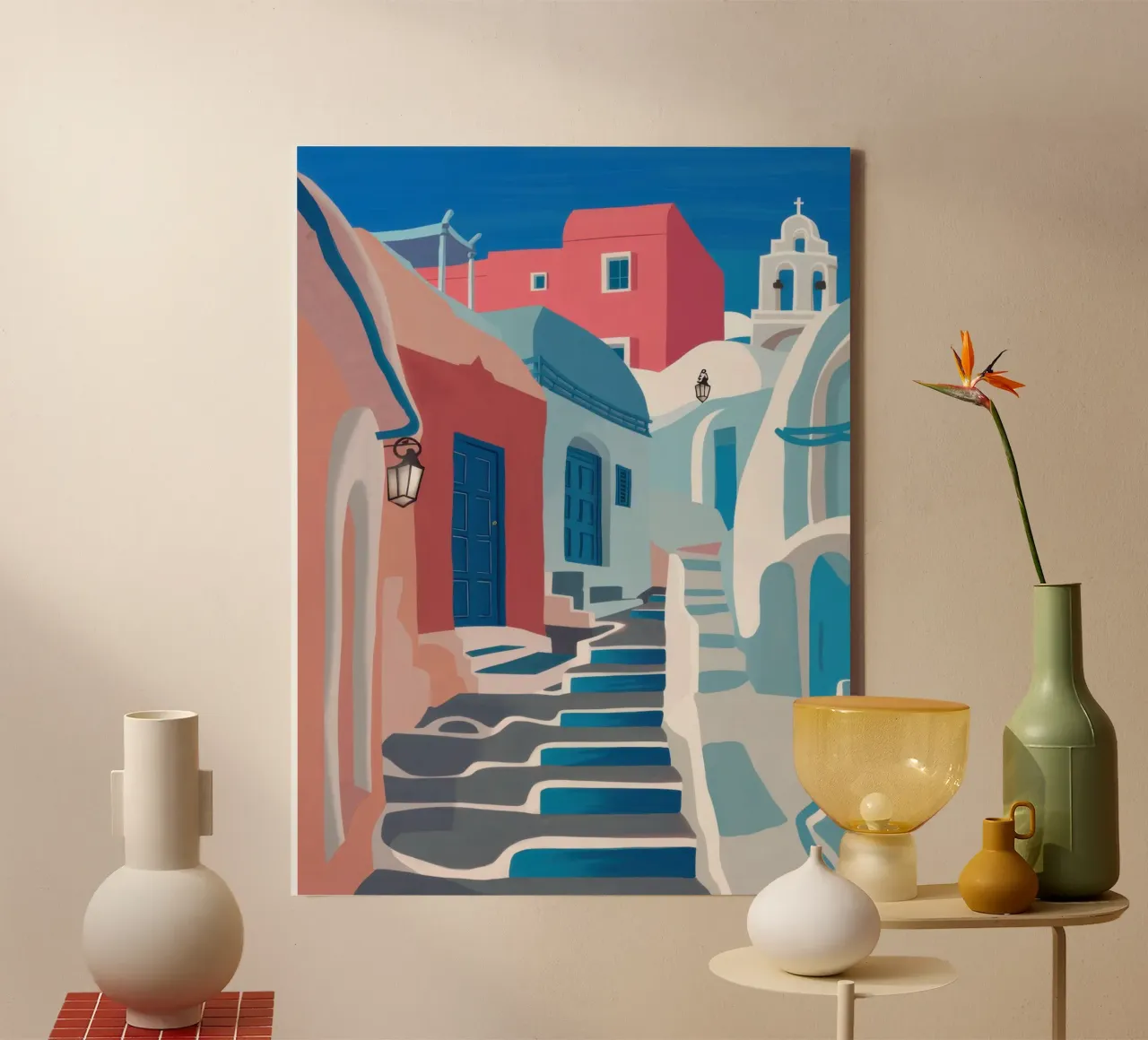 Santorini Blue Passage canvas with Floater frame by Wish Studio