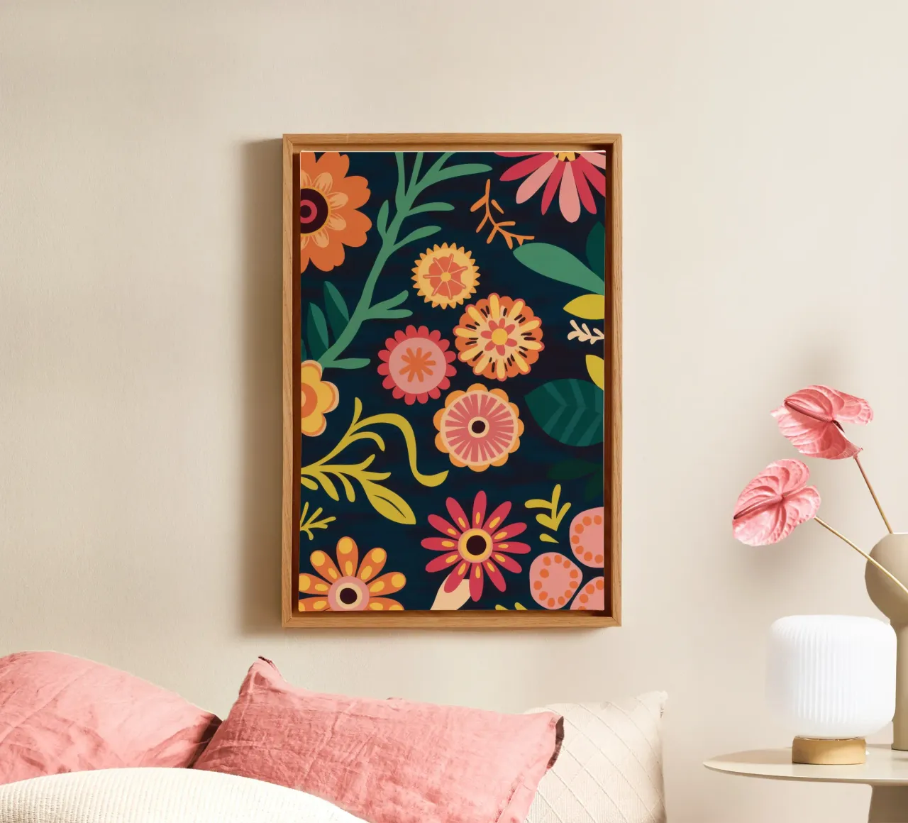 Gedempte tuin nocturne canvas met Baklijst van Echo Saber
