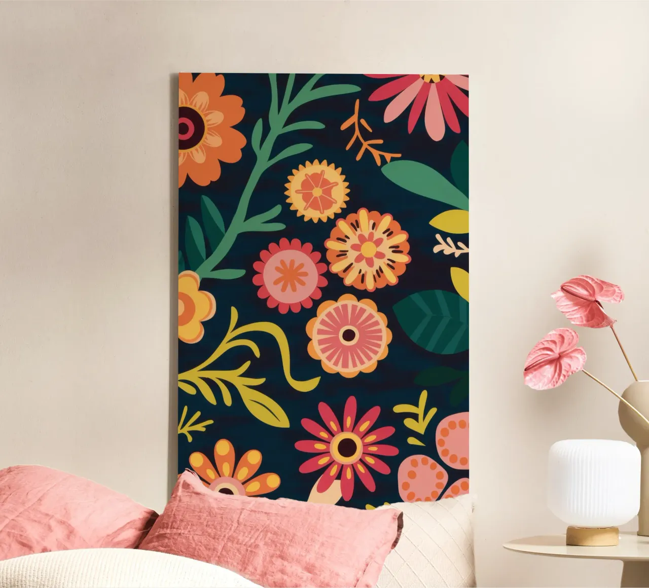 Gedempte tuin nocturne canvas met Baklijst van Echo Saber