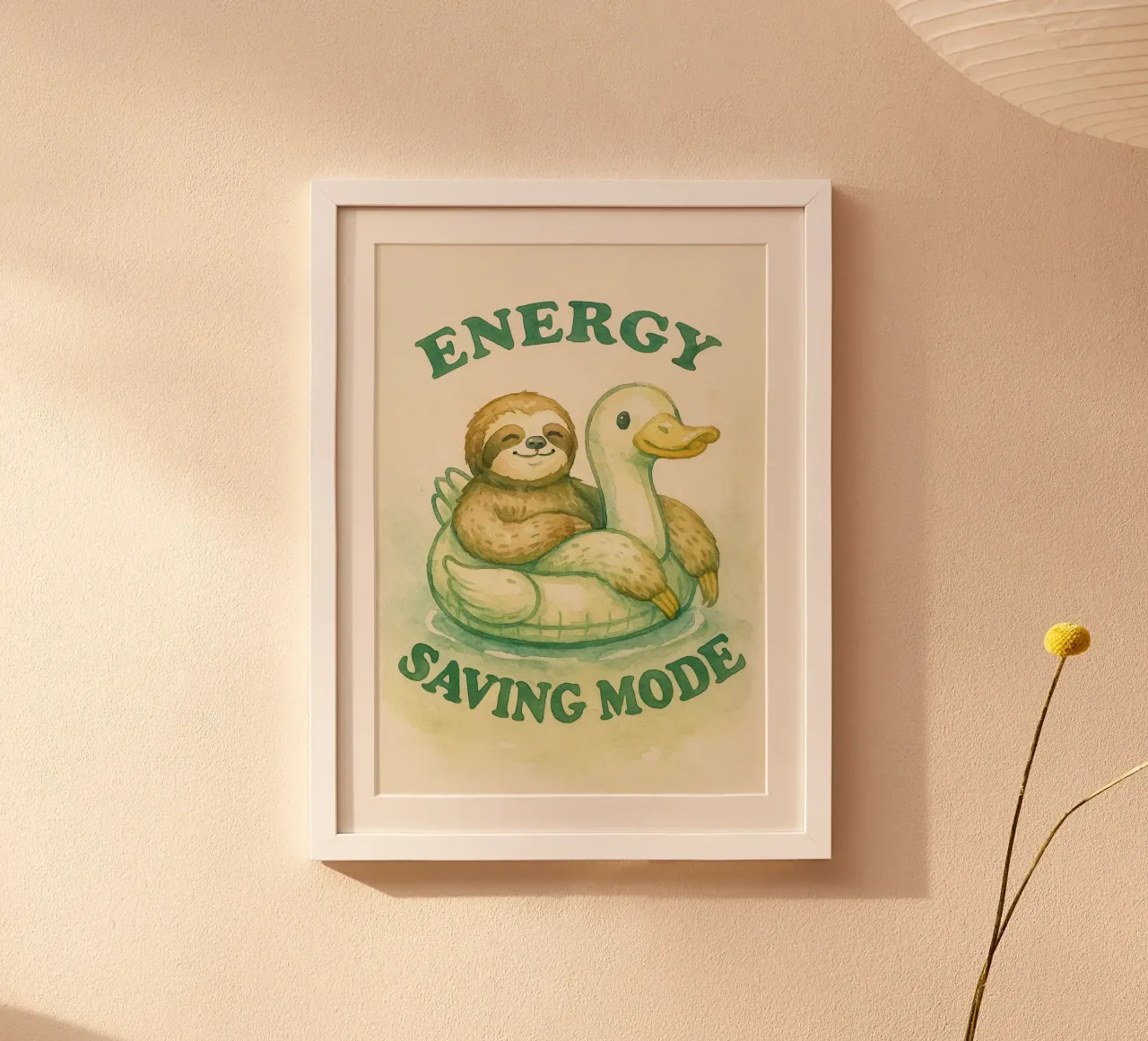 modalità di risparmio energetico divertente bradipo poster con telaio in legno da cepeducks
