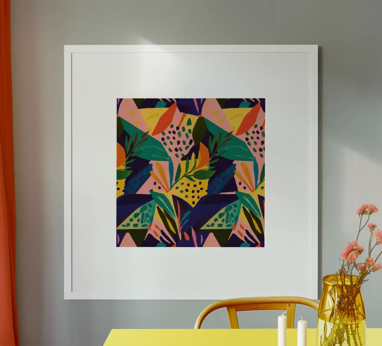 Trapunta Giungla Geometrica poster con telaio in plastica da Heaven Craft