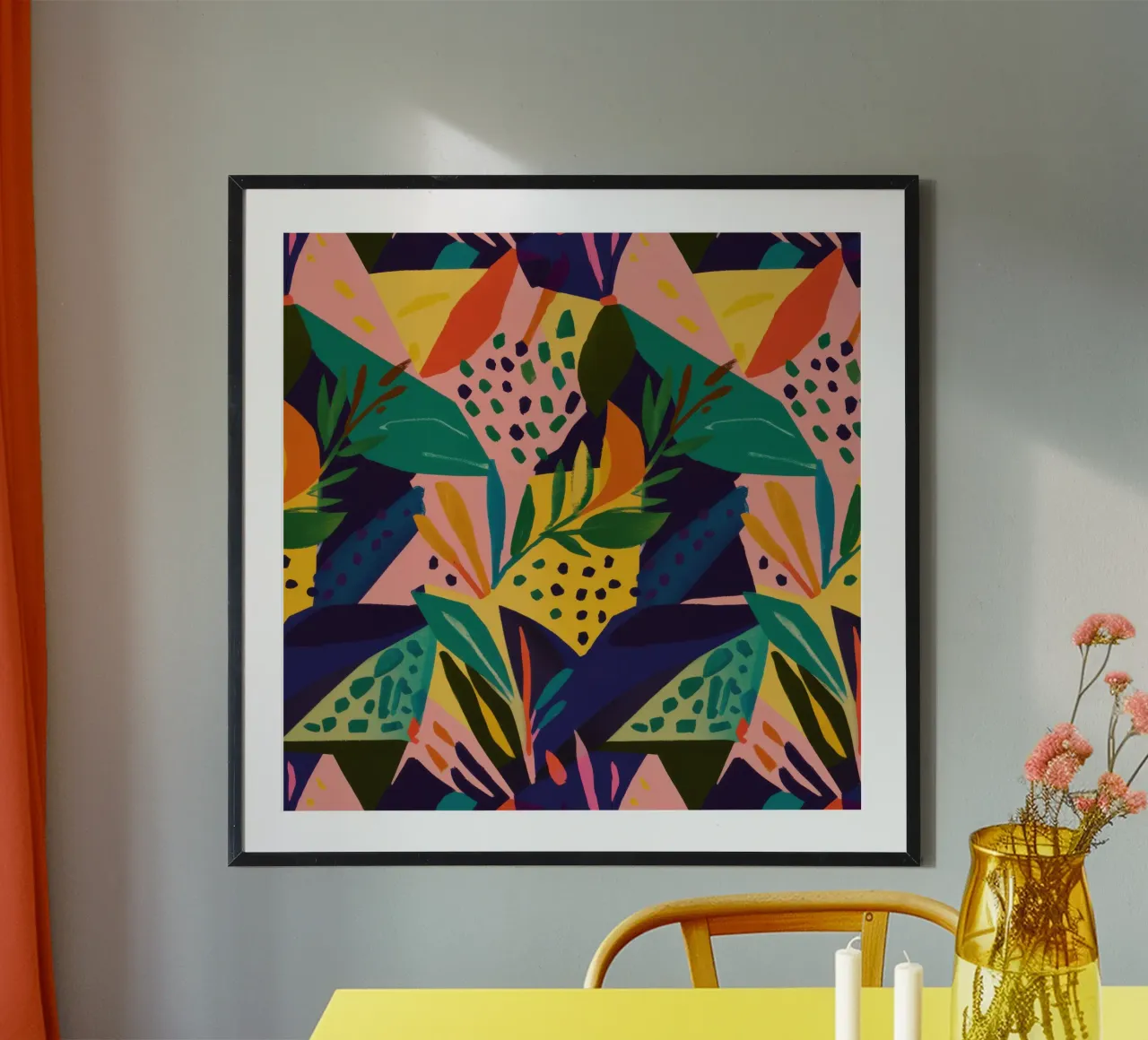 Trapunta Giungla Geometrica poster con telaio in plastica da Heaven Craft