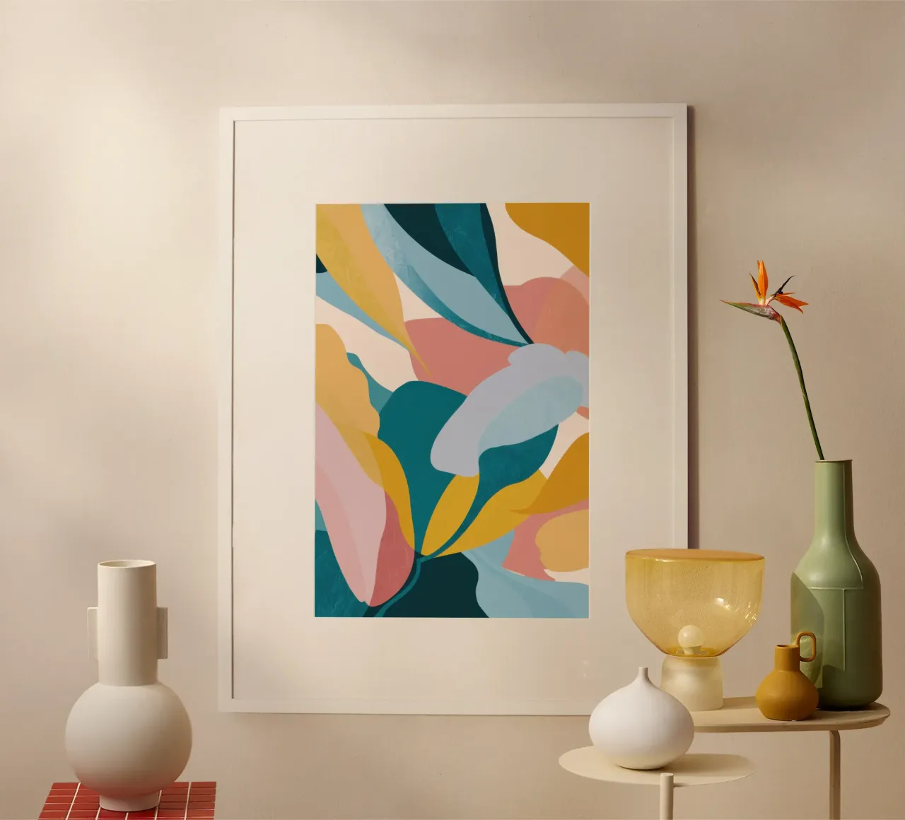 Flowing Botanical Forms poster with aluminum frame by Heaven Craft