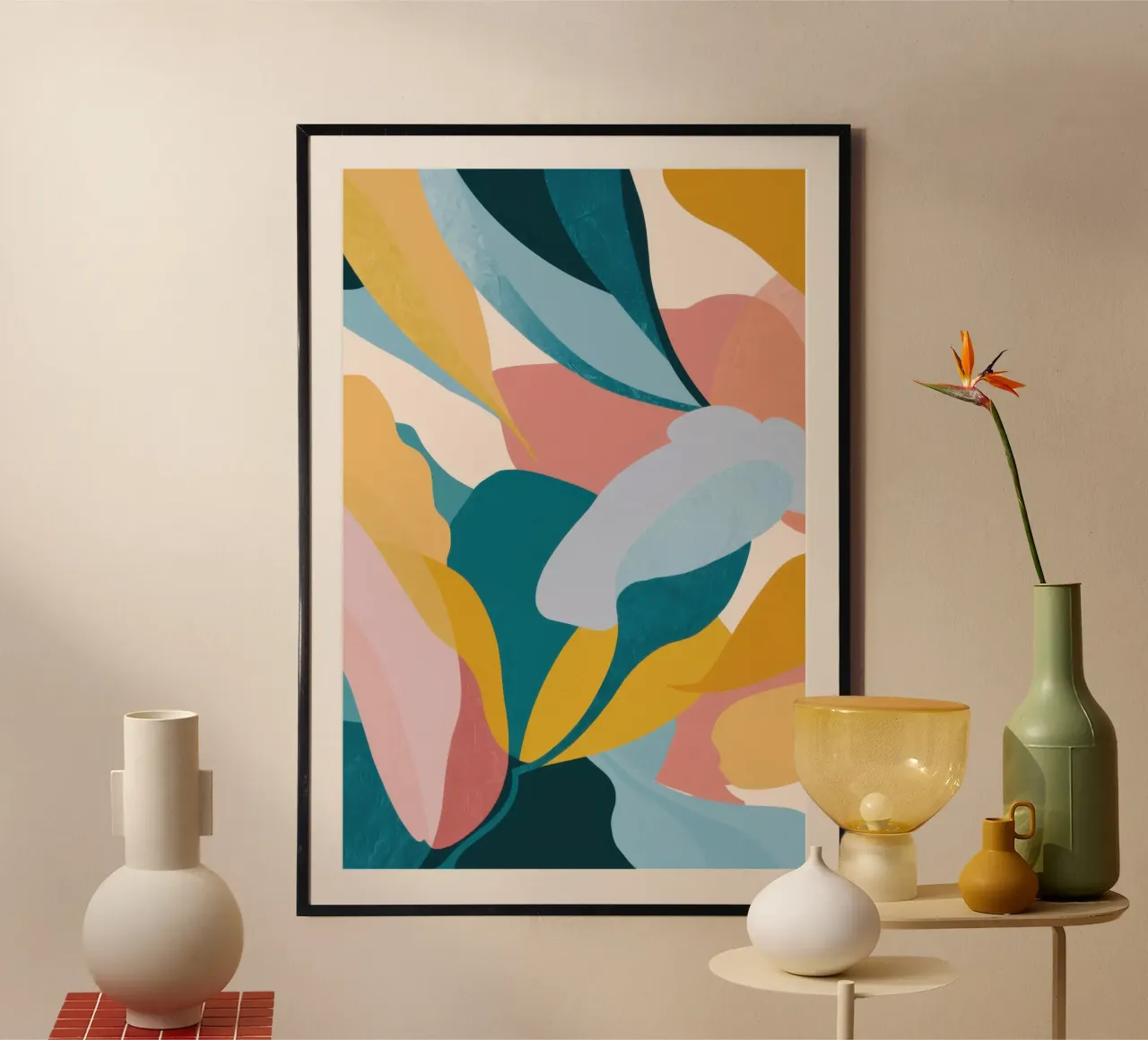 Flowing Botanical Forms poster with aluminum frame by Heaven Craft