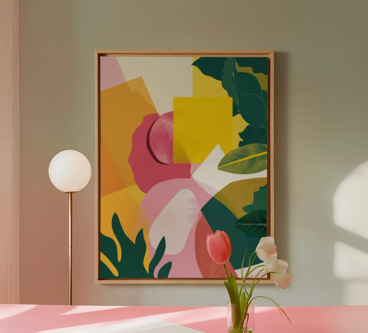 Abstract Shape Play canvas with Floater frame by Wish Studio