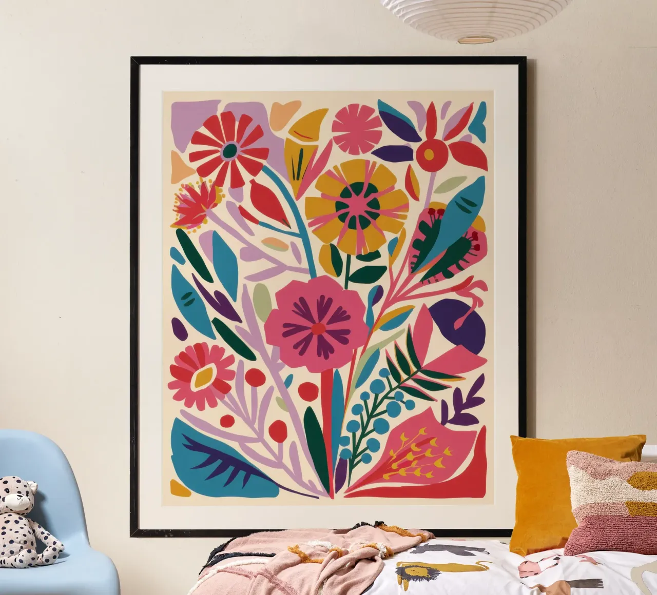 Bouquet floreale Folk Art poster da Wish Studio
