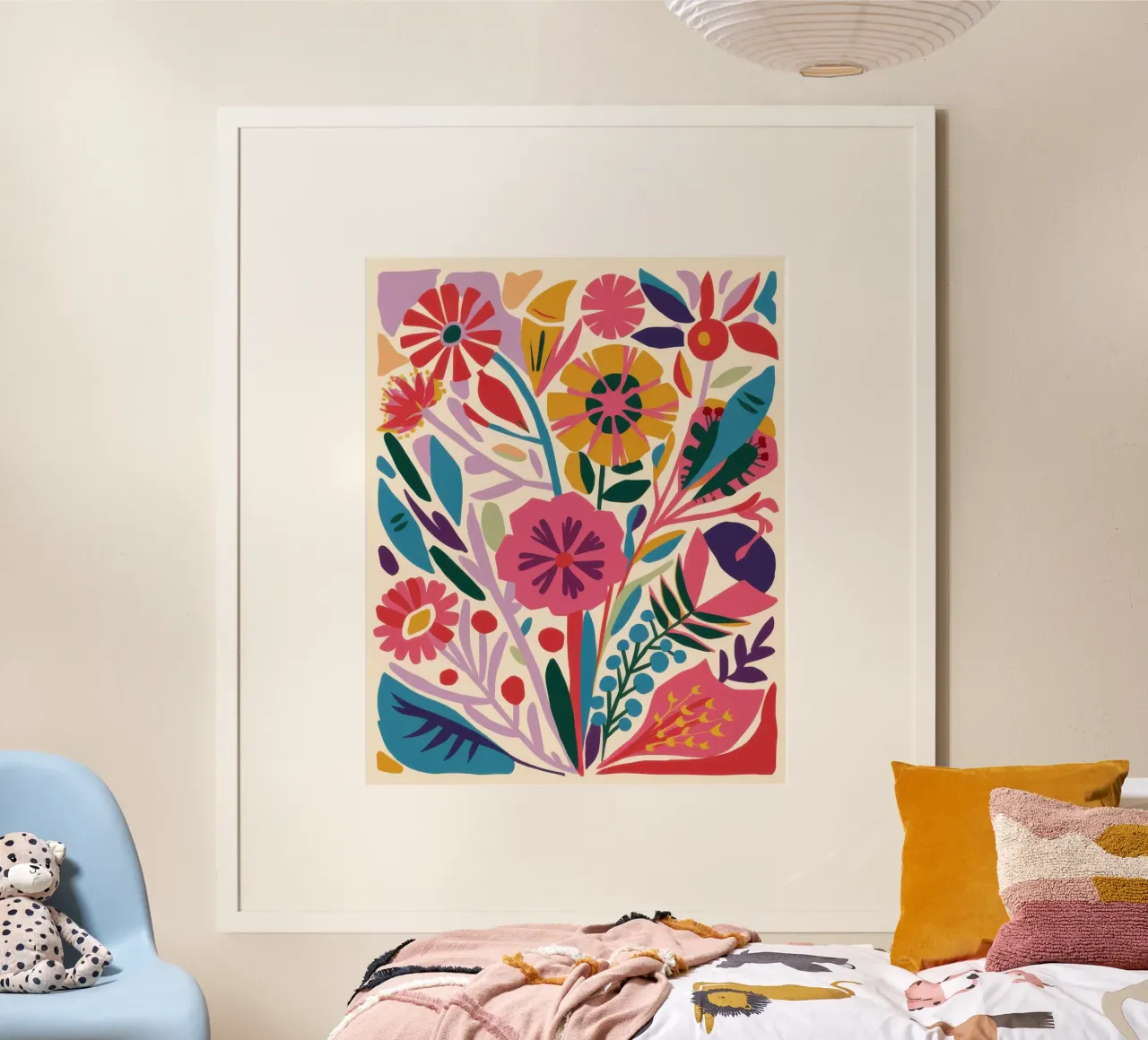 Bouquet floreale Folk Art poster da Wish Studio
