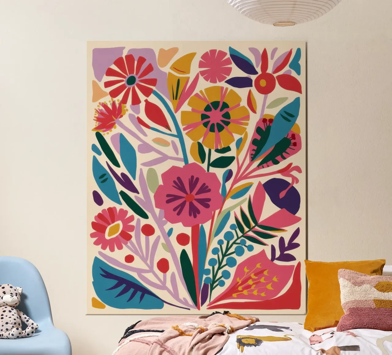 Bouquet floreale Folk Art poster da Wish Studio