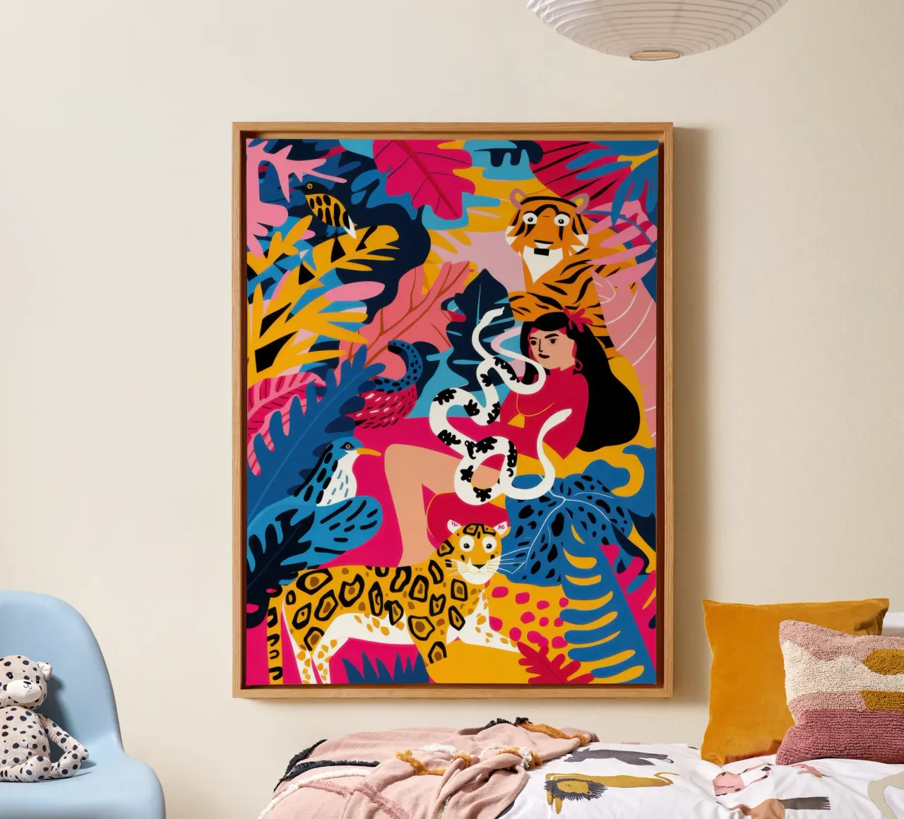 Tijger Jungle Koninkrijk canvas met Baklijst van Wish Studio