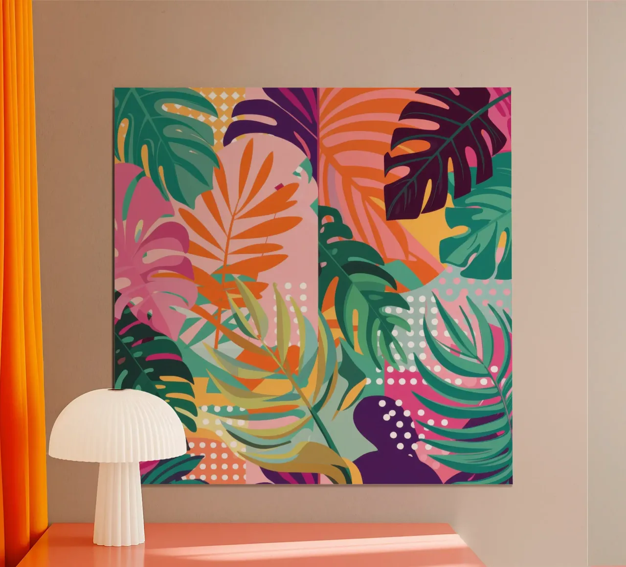 Strati di foglie cromatiche poster con telaio in legno da Wish Studio