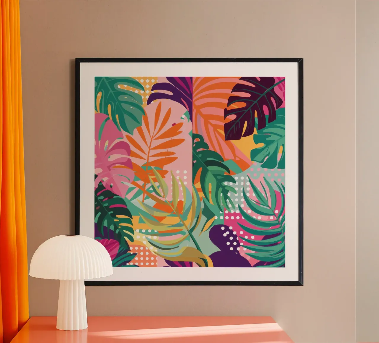 Strati di foglie cromatiche poster con telaio in legno da Wish Studio