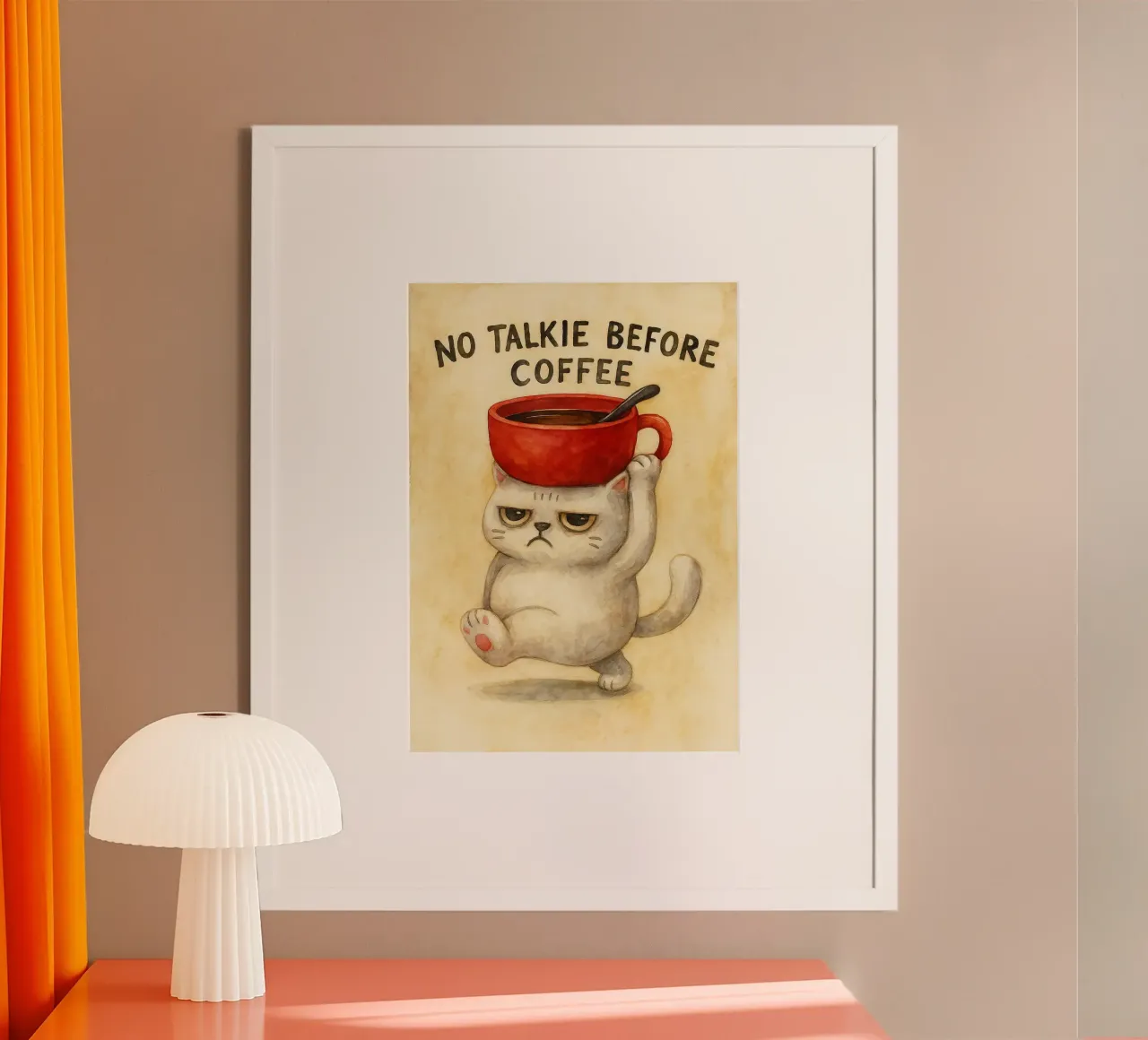 gatto divertente senza parlare prima del caffè poster da cepeducks