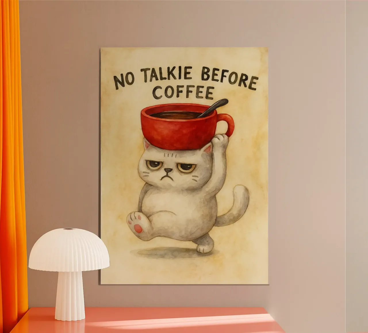 gatto divertente senza parlare prima del caffè poster da cepeducks