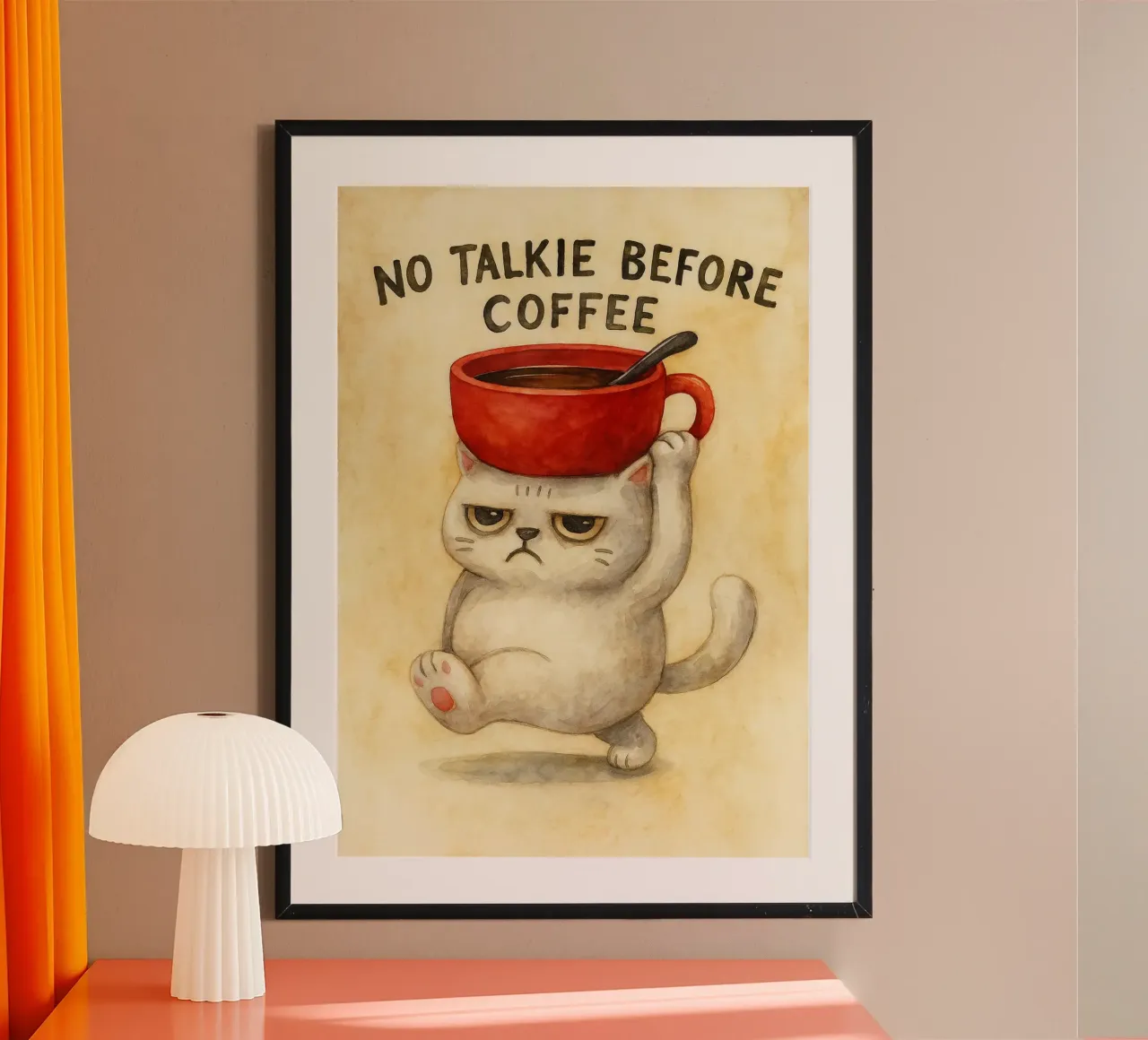 gatto divertente senza parlare prima del caffè poster da cepeducks