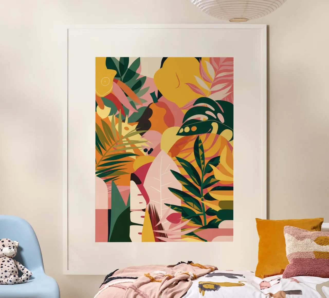 Fusione astratta tropicale poster con telaio in legno da Wish Studio