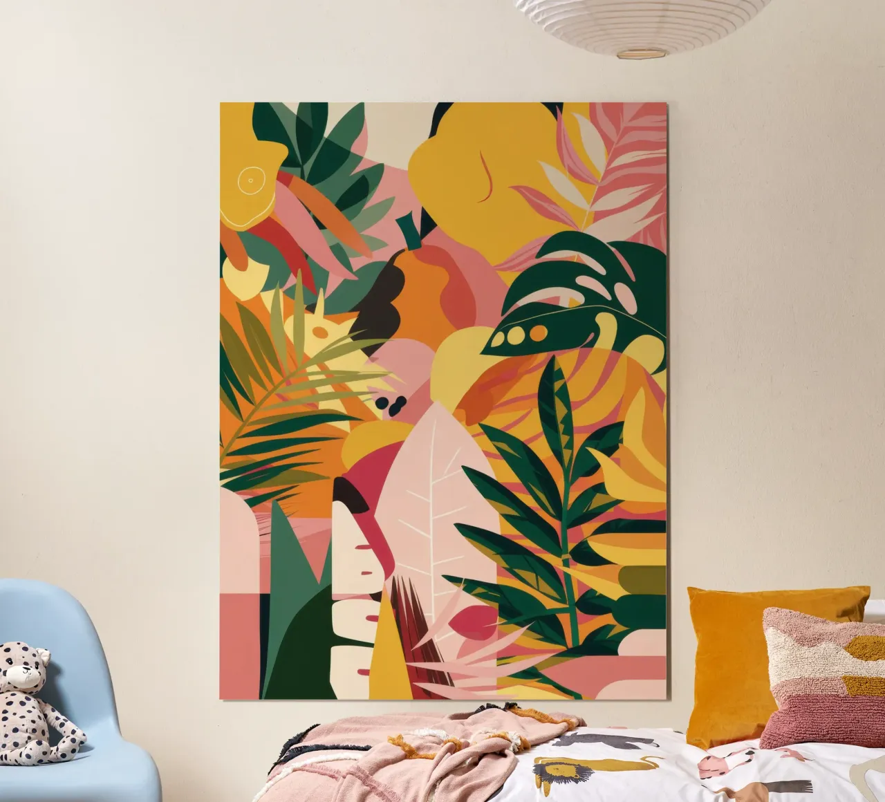 Fusione astratta tropicale poster con telaio in legno da Wish Studio