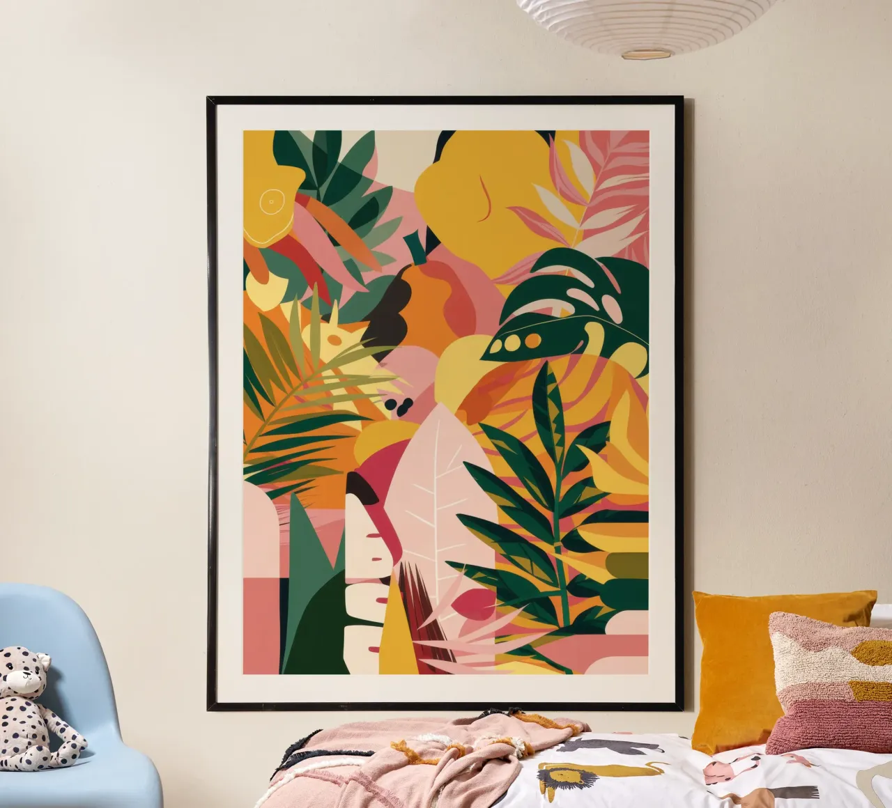 Fusione astratta tropicale poster con telaio in legno da Wish Studio