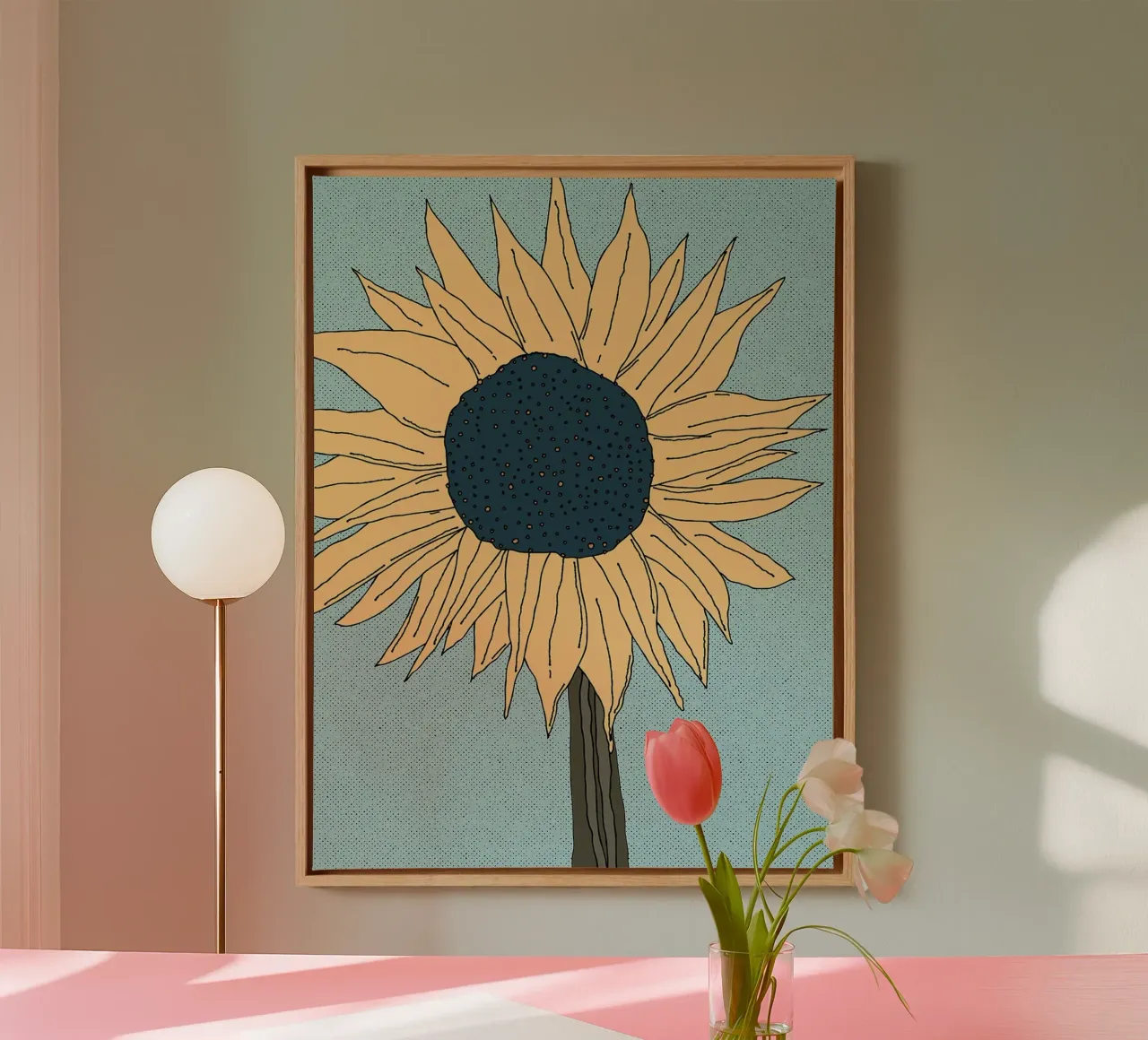 Illustrazione di girasoli tela con Cornice a cassetta da Leon Franke