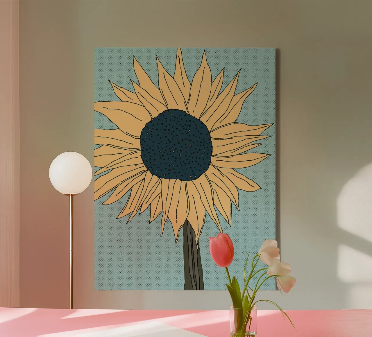 Illustrazione di girasoli tela con Cornice a cassetta da Leon Franke