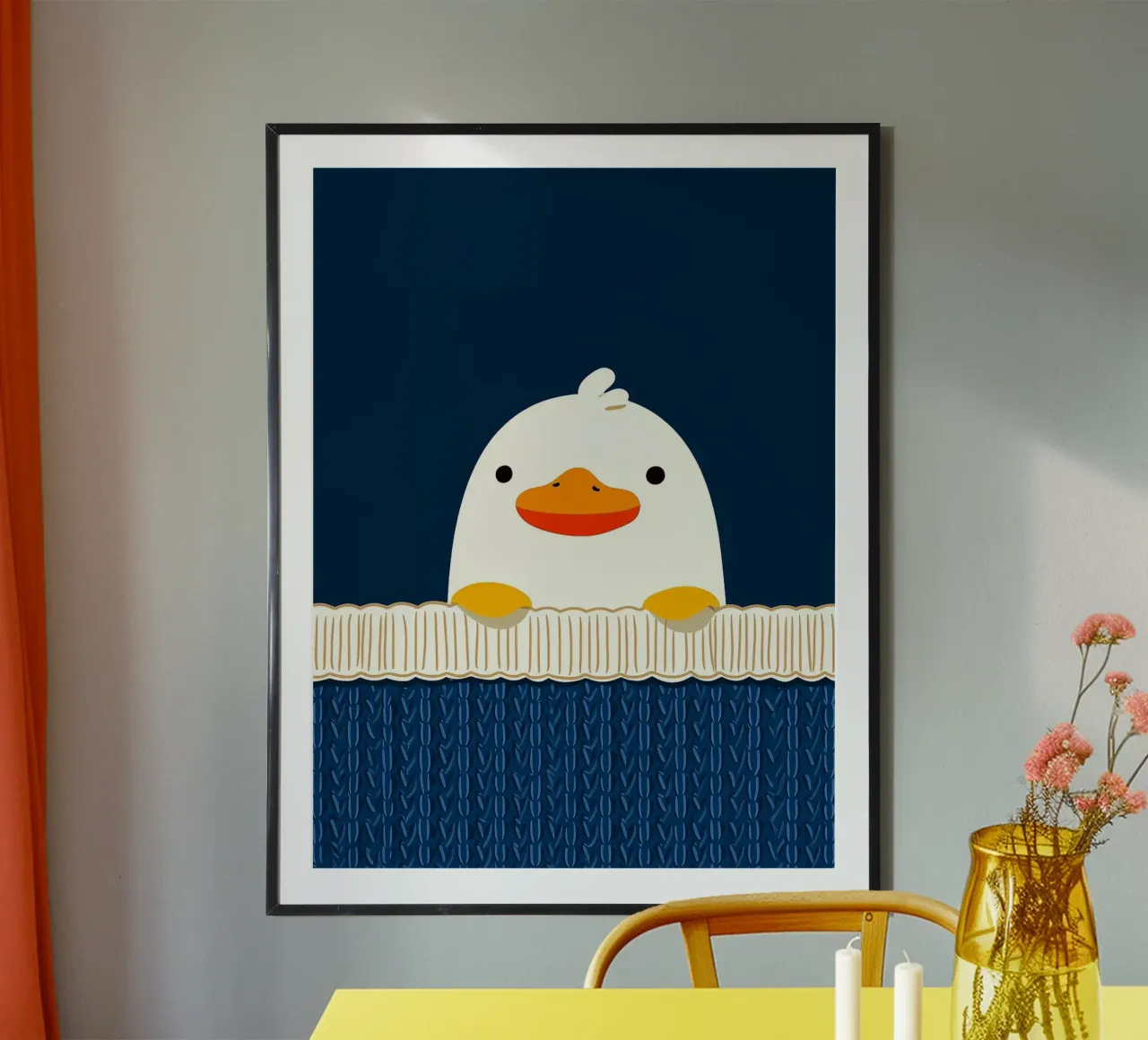 Anatra carina su sfondo blu poster da Leon Franke