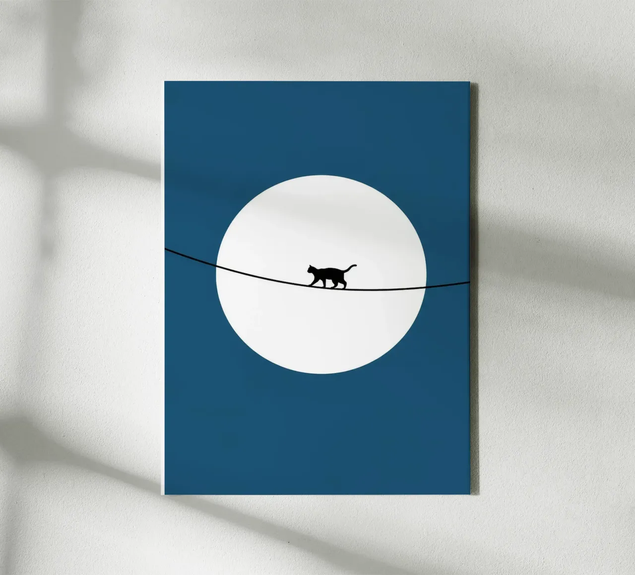 Cat on a Wire canvas with Floater frame by Leon Franke