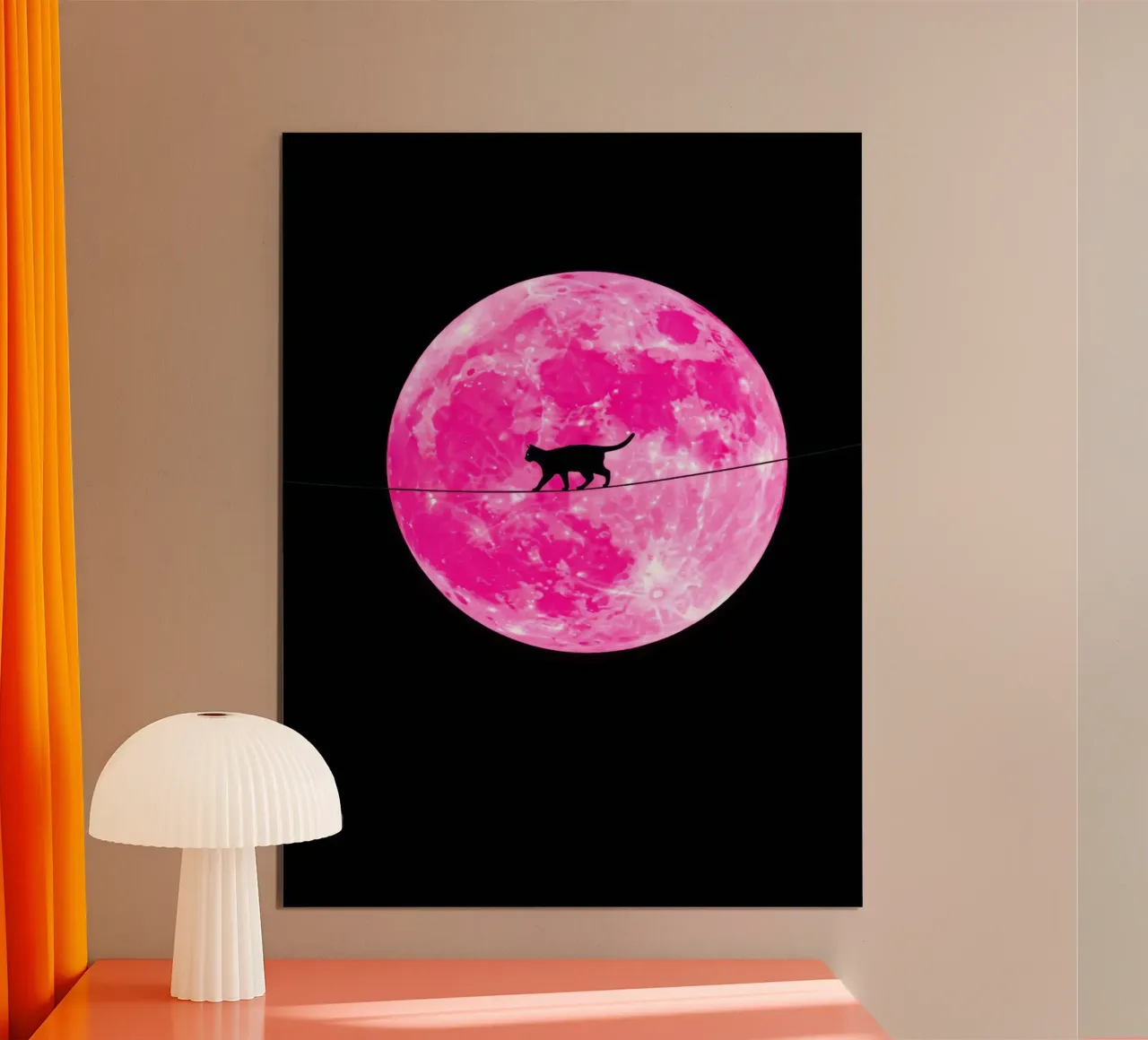 Gatto della Luna Rosa poster da Leon Franke