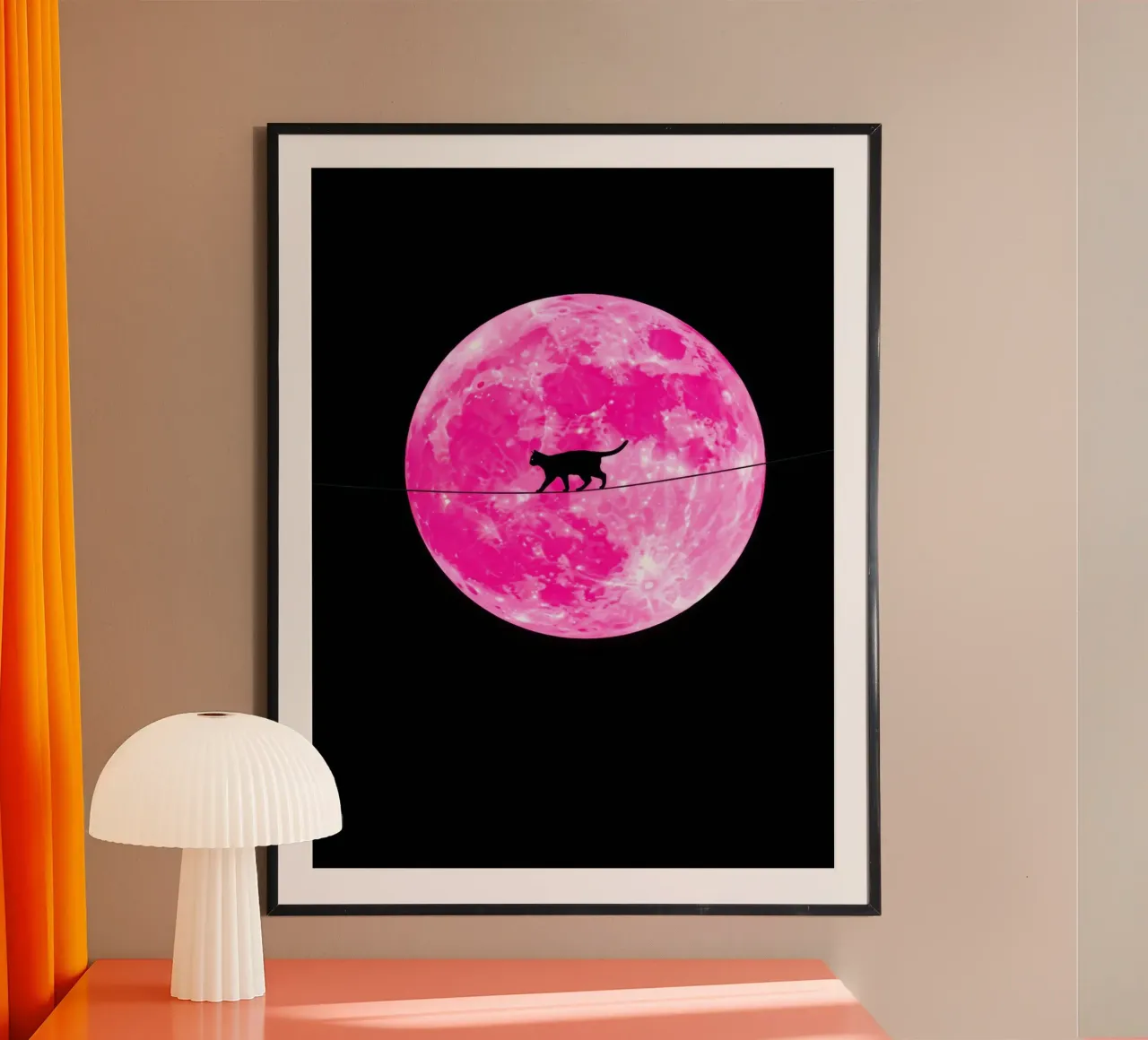 Gatto della Luna Rosa poster da Leon Franke