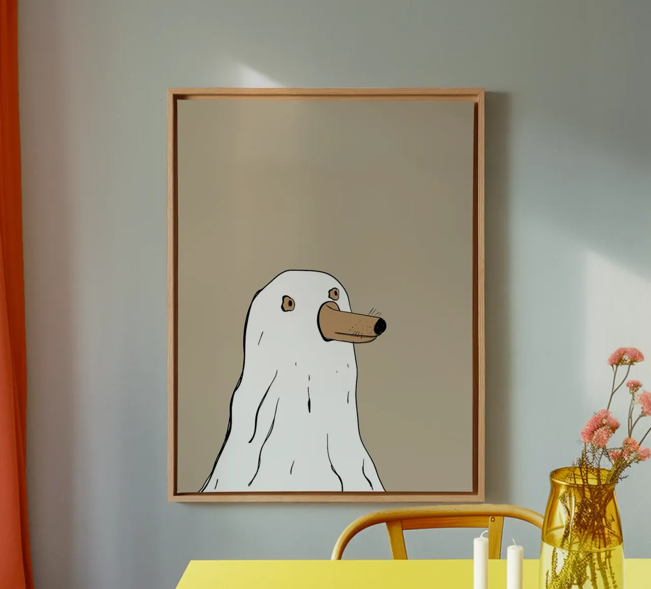Illustrazione di un cane fantasma tela con Cornice a cassetta da Leon Franke