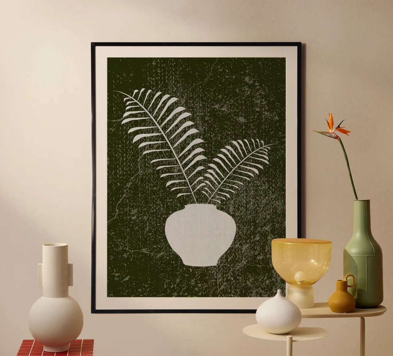 Silhouette di felce bianca Boho poster da Lisa Becker