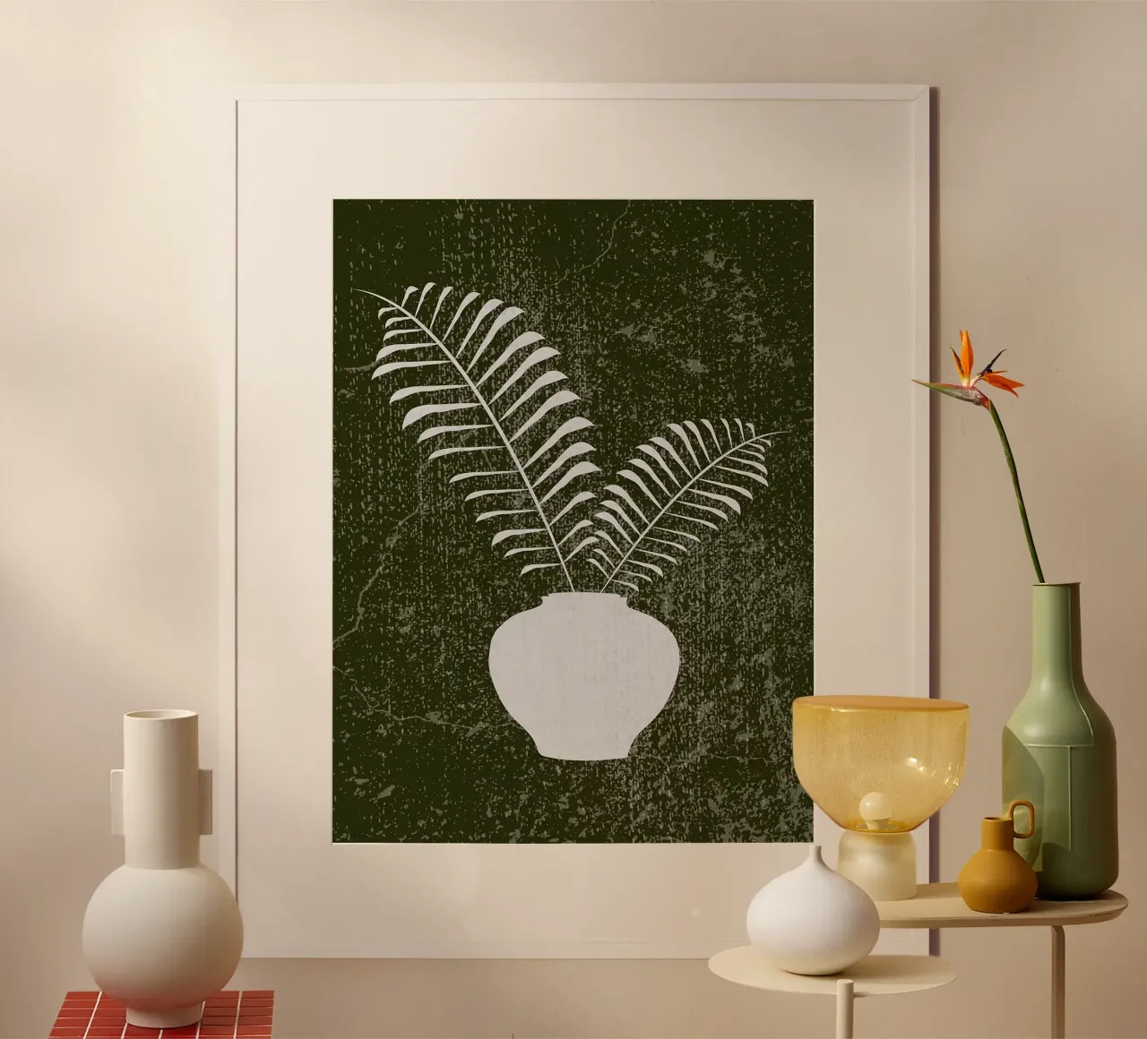 Silhouette di felce bianca Boho poster da Lisa Becker