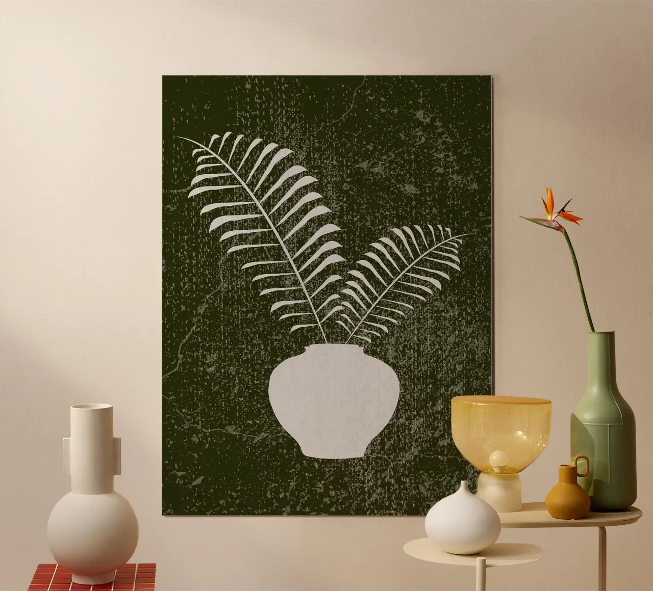 Silhouette di felce bianca Boho poster da Lisa Becker