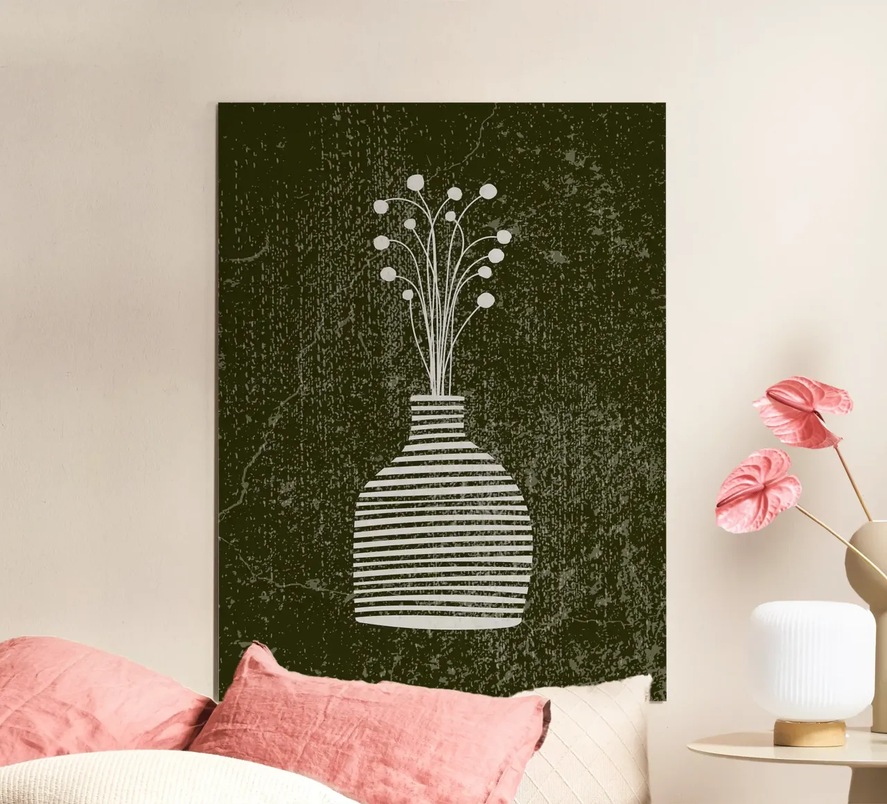 Vaso Boho a righe con fiori poster da Lisa Becker