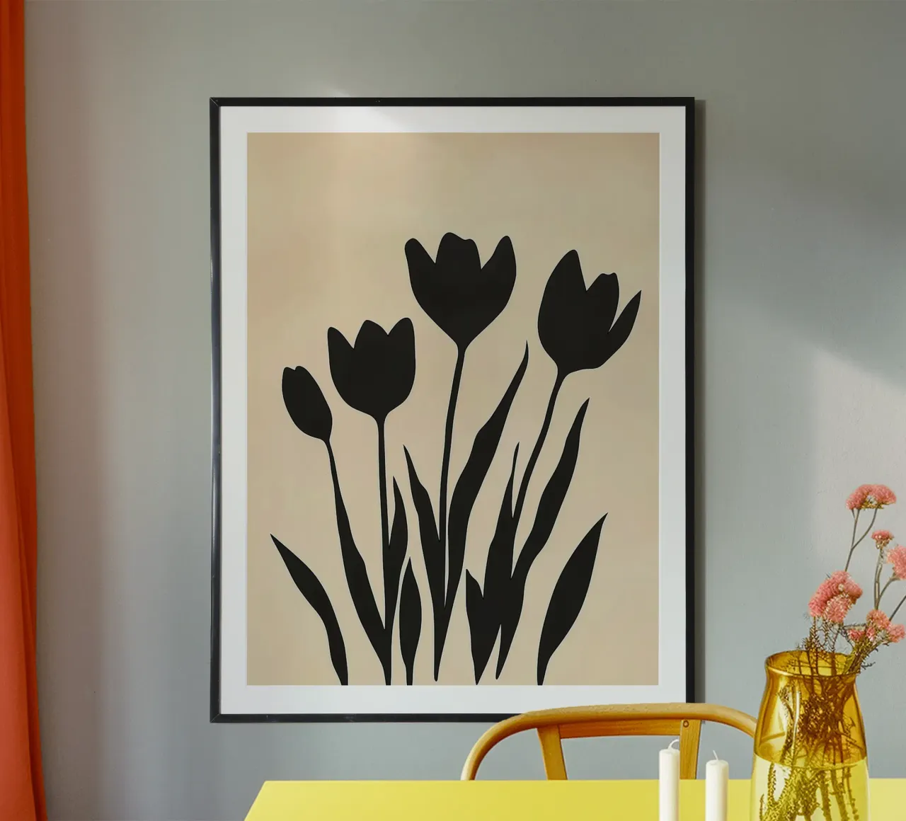 Tulipano nero Mid Century poster da Lisa Becker