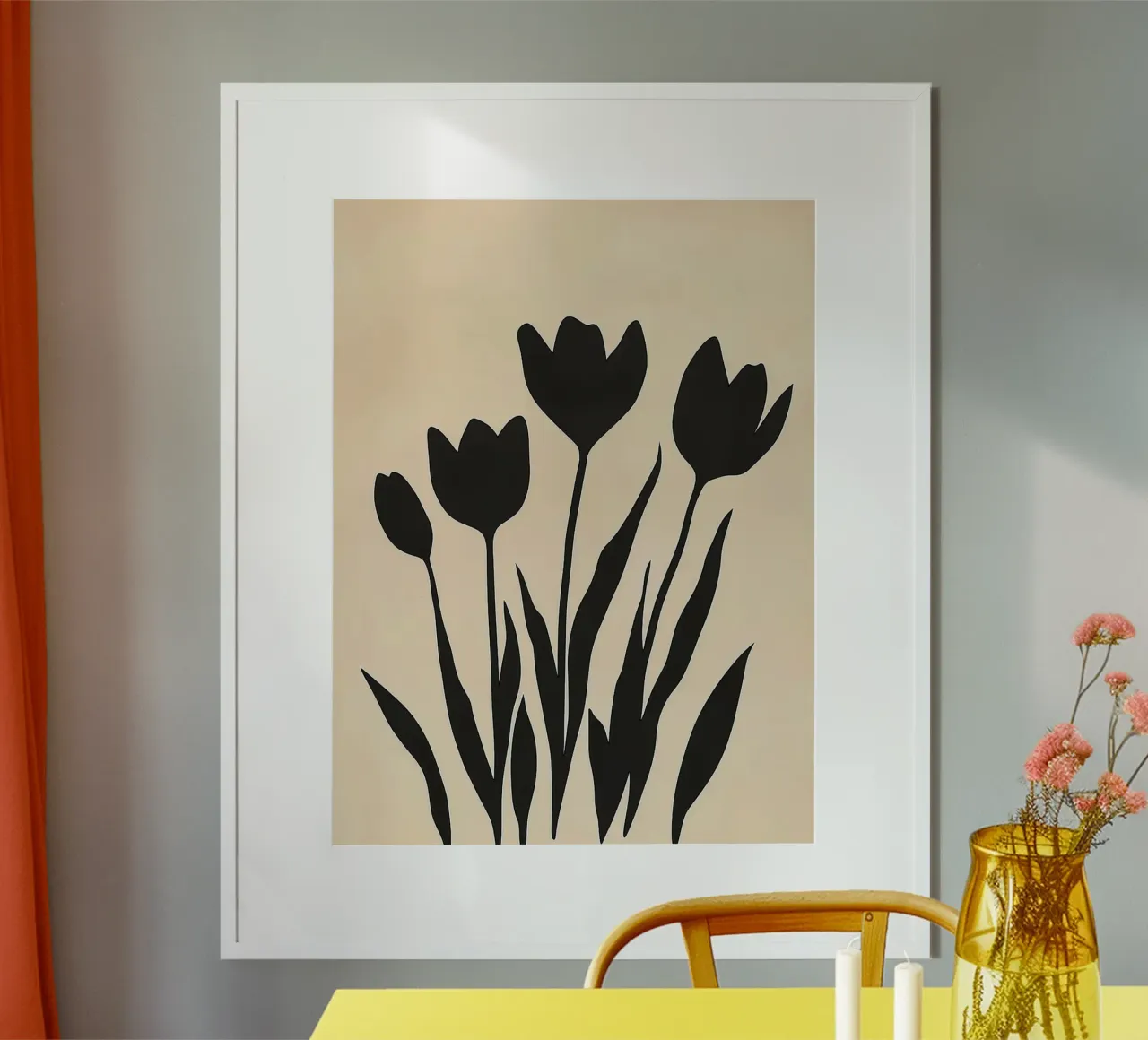 Tulipano nero Mid Century poster da Lisa Becker