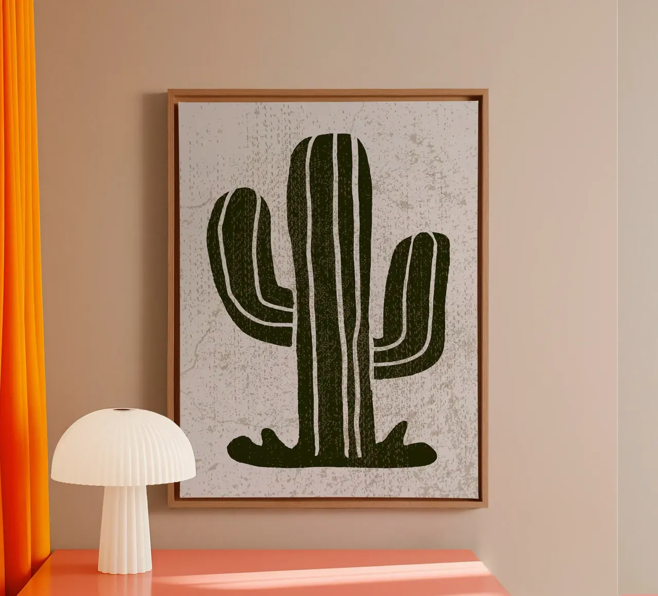 Minimalist Boho Cactus Illustration canvas with Floater frame by Lisa Becker