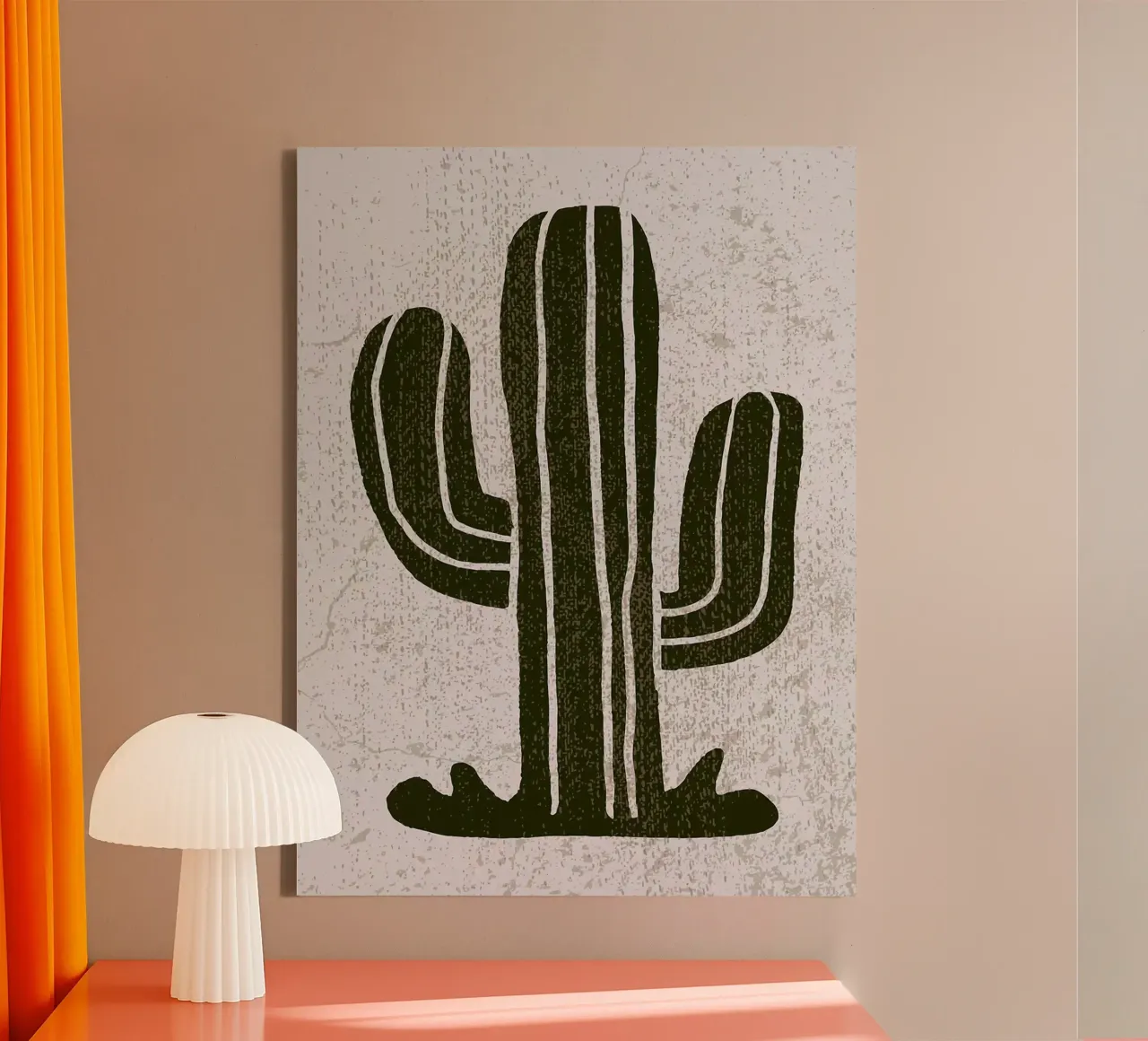 Minimalist Boho Cactus Illustration canvas with Floater frame by Lisa Becker