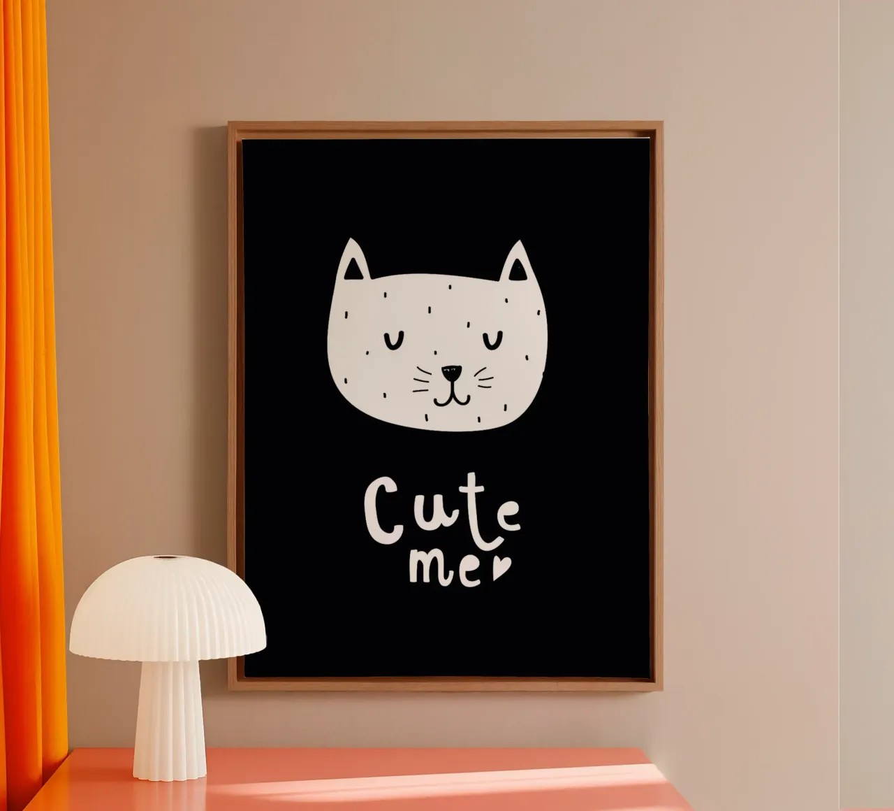 Simpática ilustración de un gato lienzo con Marco flotante de Lisa Becker