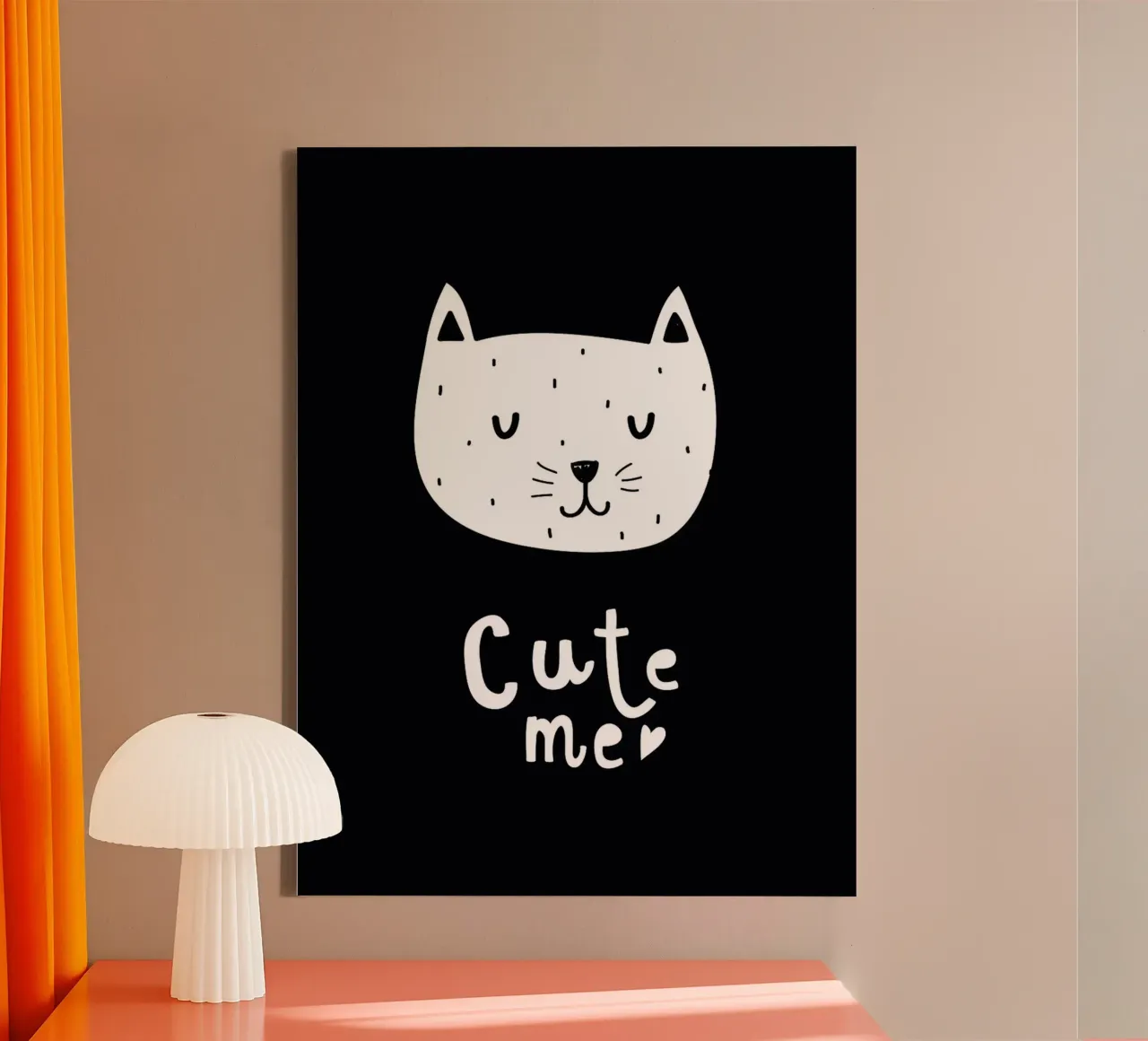 Simpática ilustración de un gato lienzo con Marco flotante de Lisa Becker